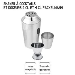 Fackelmann FAC1720223847300 - Juego de Coctelera de Acero Inoxidable 400 ml y Dispensador de Alcohol 2 y 4 cl Bar Concept