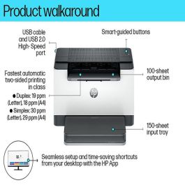 HP M209d Impresora Láser Monocromo con Impresión Dúplex Rápida, Diseño Compacto, Alto Rendimiento y Configuración Sencilla con App HP