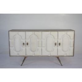 DKD Home Decor Buffet Blanco Dorado Madera Mango y Metal, 152x43x84 cm, 4 Puertas, 2 Estanterías, Hecho a Mano y Desmontable Precio: 777.49999943. SKU: S3034466