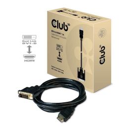 Club3D Cable Adaptador DVI Dual Link a HDMI 1.4 Macho 2m (6.56ft) 4K 30Hz 3840x2160p Bidireccional Plug and Play Negro