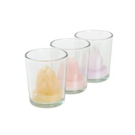 DKD Home Decor Vela Shabby Surtido Colores Amarillo, Lila, Rosa de Cera y Cristal 5x7x5 cm - Pack de 12 Unidades