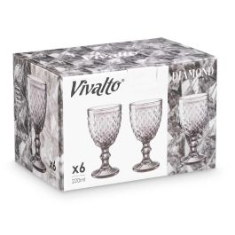 Copa Diamante Gris 220 ml - Vidrio - Vivalto - 8x15x8 cm (24 Unidades) Copa Diamante Gris 220 ml - Vidrio - Vivalto - 8x15x8 cm (24 Unidades)