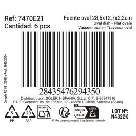 La Mediterranea Fuente Oval Black Clay, 28.5 x 12.7 x 2.2 cm (12 Unidades)