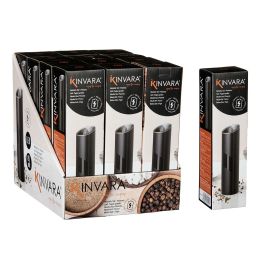 Kinvara Salero Pimentero Eléctrico con Luz LED y Molino Cerámico 5.2 x 20.3 x 5.2 cm Negro (Set de 12)