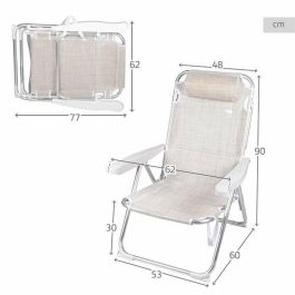 Color Baby Silla de Playa Alta Plegable de Aluminio Blanca con Cojín y Asa 48x60x90 cm ALU+Textilene 1x1 Color Baby Silla de Playa Alta Plegable de Aluminio Blanca con Cojín y Asa 48x60x90 cm ALU+Textilene 1x1