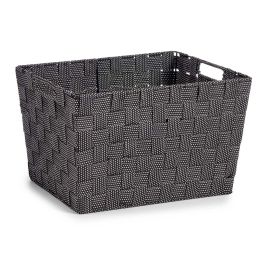 Kipit Cesta Tela Cónica Rectangular con Asas Grande Negro 35x25x20 cm (Set de 12)