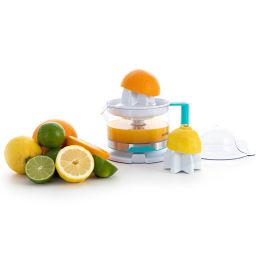DCook Exprimidor Eléctrico Gallery 40W, 0.5L, Blanco. Doble cono para cítricos, giro bidireccional, regulador de pulpa y pies antideslizantes.
