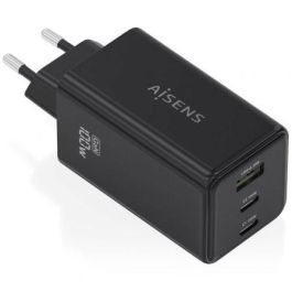 Aisens ASCH-100W3P052-BK Cargador de Pared GaN 100W, 2x USB-C PD 3.0/QC 5.0, 1x USB-A QC 3.0 para Portátiles/Móviles/Tablets Negro