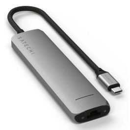 Satechi Adaptador MultiPuerto USB-C Slim 7 en 1 con Ethernet, Carga PD 100W, HDMI 4K@60Hz, 10 Gbps, SD/MicroSD, USB-A, Gris Espacial