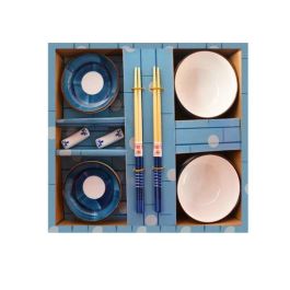 DKD Home Decor Set de Sushi Oriental, 8 Piezas de Porcelana y Bambú, Colores Azul y Blanco, 29.5x34x7.3 cm Precio: 16.27692. SKU: S3025747