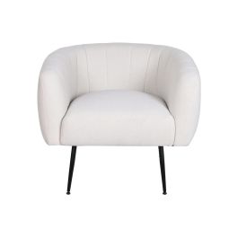 DKD Home Decor Sillón Scandi Beige Negro Poliéster Madera. Dimensiones 75x73x81cm, Altura asiento 43cm, Soporta 120kg, Desmontable.