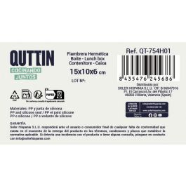 Quttin Fiambrera Hermética Rectangular 500 cc (12 Unidades)