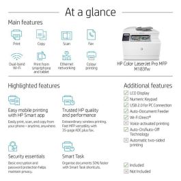 HP Color LaserJet Pro MFP M183fw Multifunción Láser 16ppm WiFi LCD 600 x 600dpi 256MB 800MHz