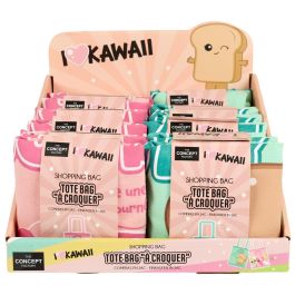 The Concept Factory Bolsa Tote Bag Kawaii Modelos Surtidos: Happy Day (verde), Bonjour (rosa) Algodón