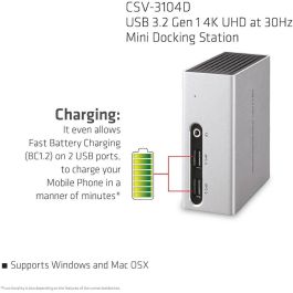 Club3D Docking Station USB 3.2 Gen 1 Mini 4K UHD HDMI DVI 4xUSB 3.0 LAN Plata para PC/Portátil