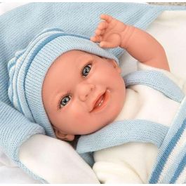 Muñecas Arias Muñeca Elegance Babyto Azul con Manta, Incluye Chupete (Muñeco de Peso), 35 cm