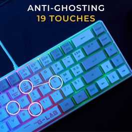 The G-Lab KEYZ-HYDRO-WG/FR Teclado para juegos 60% AZERTY Retroiluminado Gris/Blanco Cableado