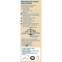 Edouard Rousseau AAABG16380 - Mecanismo de Descarga Abatible Certificado NF - Caudal Potente 3,5 L/s - Ajustable 255-455 mm