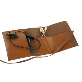 DKD Home Decor Organizador de Cables Pu, 29.5x14x1 cm, Pack de 4 Unidades, Colores Surtidos Camel y Negro