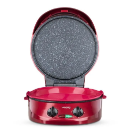 Hkoenig TRT180 Tart Express Multifunción Pie Horno Eléctrico Rojo 1800W, Ø30cm, Antiadherente, Temporizador, Apertura 180°, Kit Galletas