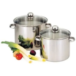 Baumalu Servicio de catering de acero inoxidable con tapa de vidrio - 24 cm