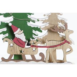 DKD Home Decor Decoración Luminosa Navidad Alpina Bosque, Madera con Luces LED, Rojo Verde Natural, Set 6 Unidades a pilas AA