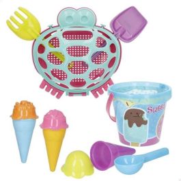 Cubo de playa cangrejo diametro 14 cm con pala,rastrillo 3 moldes de helado. Precio: 12.50000059. SKU: B17YM7Z4VZ