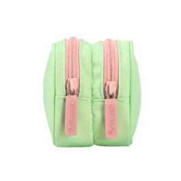 Liderpapel Estuche Portatodo Duo 3 Cremalleras con Bolsillo Frontal Verde Pastel 220x90x70mm