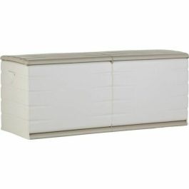 Plastiken Arcón de Almacenamiento 450L Beige con Ruedas y Cerradura para Interior/Exterior