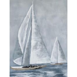 DKD Home Decor Cuadro Mediterraneo Turquesa Blanco Lienzo MDF 2 Unidades 4.5 x 160 x 80 cm