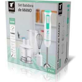 Thulos Batidora de Mano TH-BM801 800W con Vaso Medidor y Picador, Acero Inoxidable