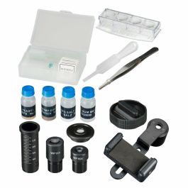 Bresser BRE4007922056135 Microscopio Biolux SEL Junior con Zoom, Aumento 40x-1600x, Soporte para Smartphone, Caja Rígida Blanca