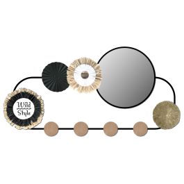 DKD Home Decor Panel de Pared Decoración Colonial Alika, Metal y Espejo, Marrón Negro, 62x30x5 cm (4 Unidades) Precio: 52.9617. SKU: B13KV4FALQ