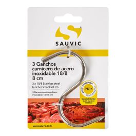 Sauvic Gancho carnicero acero inoxidable 18/8, 8 cm x 4 mm, blister 3 unidades Precio: 3.50000002. SKU: S7900620