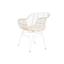 DKD Home Decor Silla Terraza Y Jardin Blanco Set de 3 57.5 x 82 x 56 cm Ratan Sintetico Hierro Poliester
