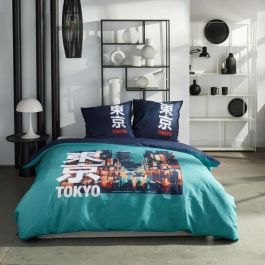 Juego de cama - HOY - JAVA - 2 personas - 240x220 cm - Algodón - Estampado Tokio - Turquesa Precio: 40.49999954. SKU: B1AZR8NXJV