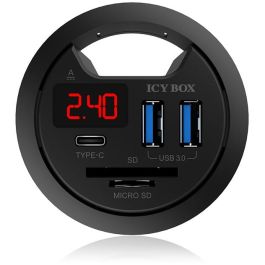 ICY BOX Hub de mesa con 2 lectores de tarjetas, función de carga y indicador LED