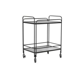 DKD Home Decor Camarera Loft de Metal y Cristal Negra 40.5 cm Largo x 75.5 cm Alto x 60.5 cm Ancho