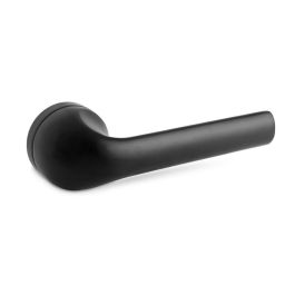 System Manivela de Puerta Modelo Odin con Roseta Redonda, Material Zamak, Acabado Negro Mate, 155 mm Longitud