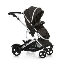 HAUCK Duett 2 Cochecito Doble Negro, con Asiento Reversible y 2º Asiento Desmontable, para Hermano y Bebé Desde el Nacimiento