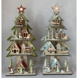 DKD Home Decor Árbol Navidad Fantasia Madera y LED Rojo Verde 23 x 9 x 47 cm (2 Unidades) Precio: 46.95000013. SKU: B1AHWCNYYG