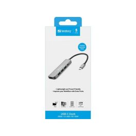 Sandberg USB-C Dock HDMI+3xUSB+PD 100W para conectar monitor, TV o proyector y periféricos USB con carga rápida