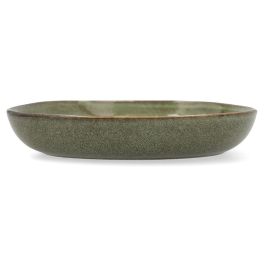 Bidasoa Plato Sopa Cerámico Ikonic Verde 20,5x19,5 cm (6 Unidades) Con relieves orgánicos y tintas reactivas, Apto lavavajillas y microondas