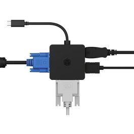 ICY BOX IB-DK1104-C Adaptador de video USB-C 4 en 1, 3840 x 2160 Píxeles, Compatible con Windows y Mac, Negro