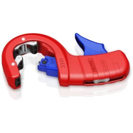 Knipex 90 23 01 BK Cortatubos para Plástico y Acero, Diámetro de Corte hasta 50 mm, Color Azul/Rojo