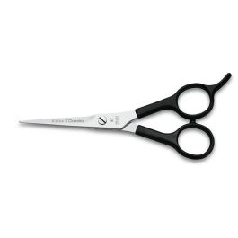 Tres Claveles Tijera de Peluquero Scuola 6" Negra de Acero Inoxidable con Filo Microdentado y Apoyadedos para Corte Profesional Precio: 11.49999972. SKU: S6100866