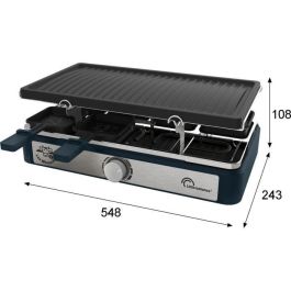 Parrilla raclette rectangular - LITTLE BALANCE - Maxi Grill & Cheese - 1400 W - 8 personas - Diseño Moo / pepper