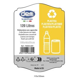 Inde Cubo Basura Con Tapa 120 Lt. Negro/Amarillo 47,5 cm Ancho x 95 cm Alto x 57 cm Largo (2 Unidades)