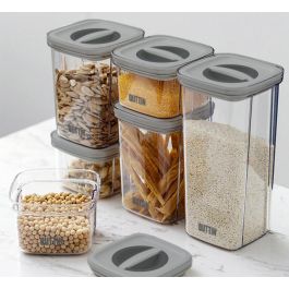 Quttin Tarro Hermético PET 1100 ml, 11,2 cm Ancho x 11,2 cm Largo x 15,5 cm Alto (12 Unidades)