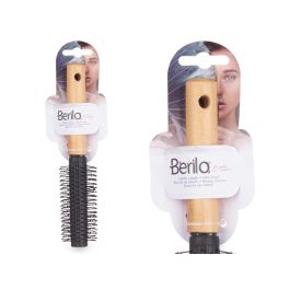 Berilo Cepillo para Cabello Rizo, Mango de Madera, Plástico y Silicona 21x4.5x4.5 cm Color Madera/Negro (24 Unidades)